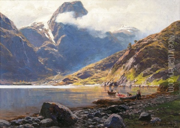 Im Naerofjord Oil Painting - Karl Paul Themistocles von Eckenbrecher