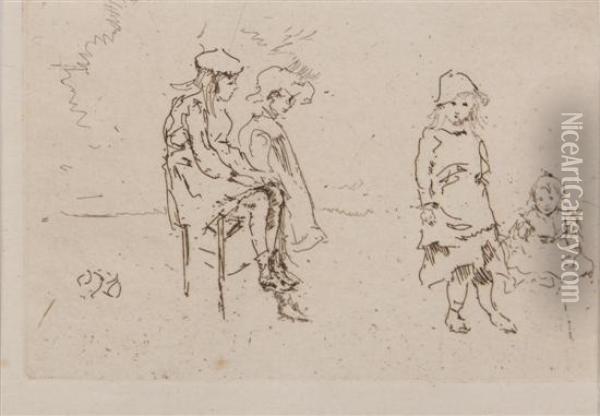 The Menpes Children 
 (from 
Whistler As I Knew Him Oil Painting - James Abbott McNeill Whistler