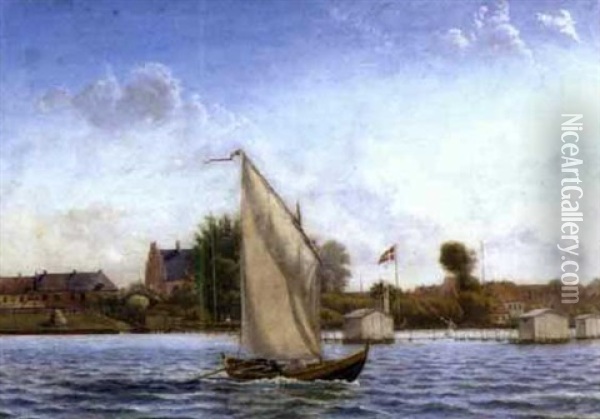 Behind The Sail Oil Painting - Mathias Jakob Frederik Luetken