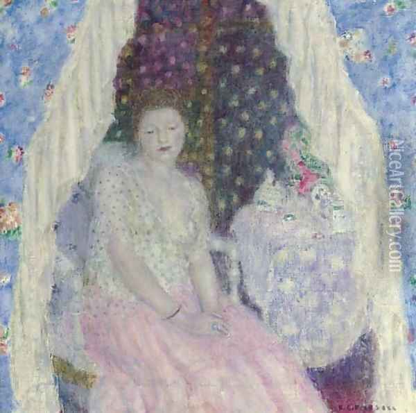 Study for Blue Curtains Oil Painting - Frederick Carl Frieseke