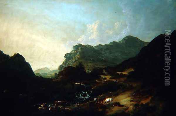 A View of St Johns Vale Looking Towards Saddleback Near Keswick Oil Painting - Julius Caesar Ibbetson