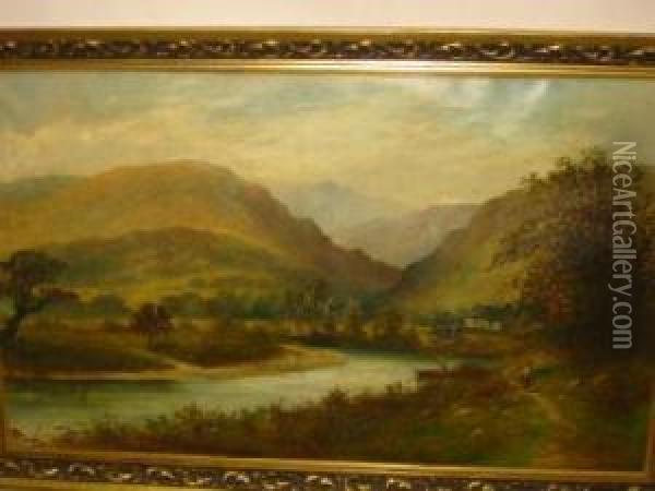 The Vale Of Llanelltyd Near Dolgelly Oil Painting - Edwin Ellis
