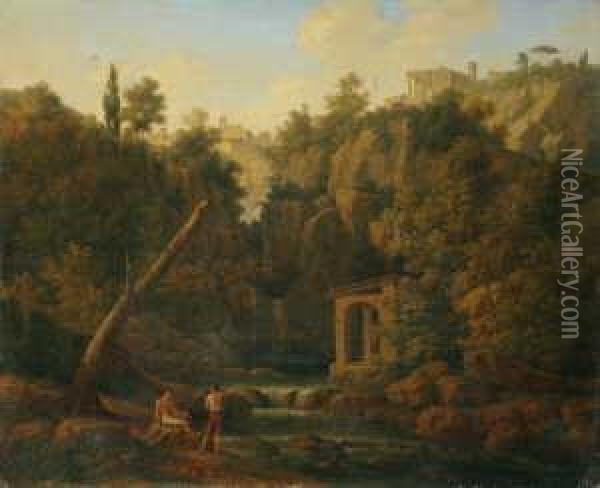 Umkreis Blick Auf Tivoli. Ol Auf Leinwand . H 50; B 61 Cm Oil Painting - Jacob Philipp Hackert