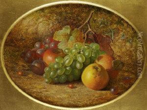 Still Life With Fruit On A Mossy Bank Oil Painting - Charles Archer