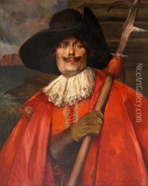 Cavalier With A Pike Oil Painting - Alex De Andreis