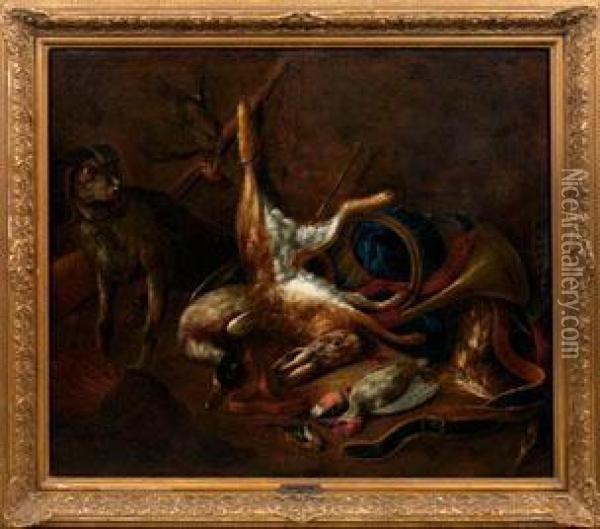 Groses Jagdstillleben Mit Hase Und Wildvogeln Oil Painting - Bernaert De Bridt