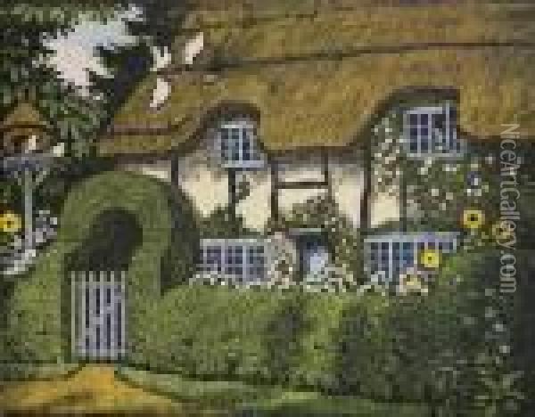 Ten Copies Of Old Thatch Oil Painting - John Hall Thorpe