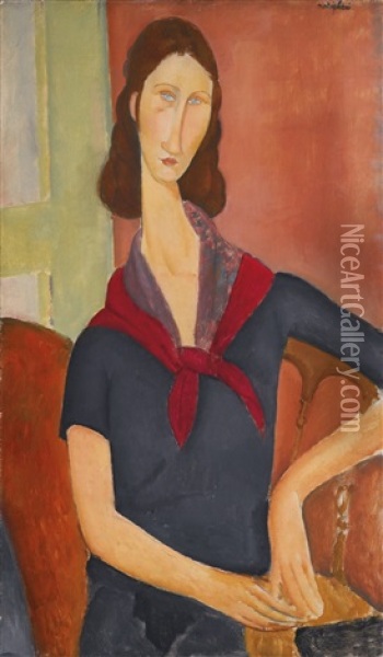 Jeanne Hebuterne (au Foulard) Oil Painting - Amedeo Modigliani