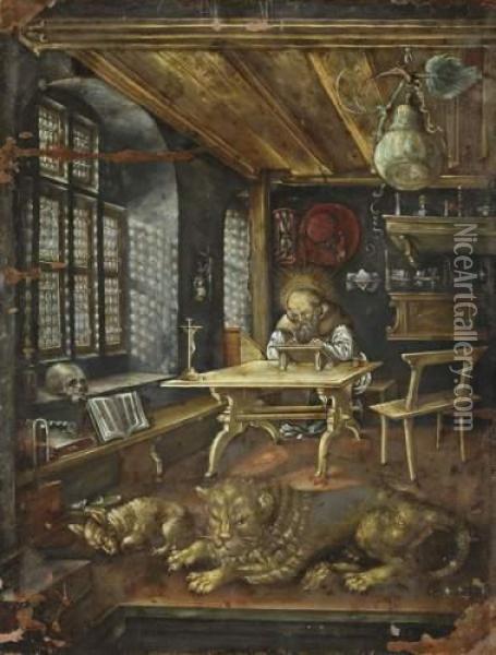 Saint Jerome Dans Son Atelier Oil Painting - Albert Durer Lucas