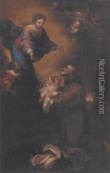 The Vision Of Saint Felix Of Cantalicio Oil Painting - Bartolome Esteban Murillo