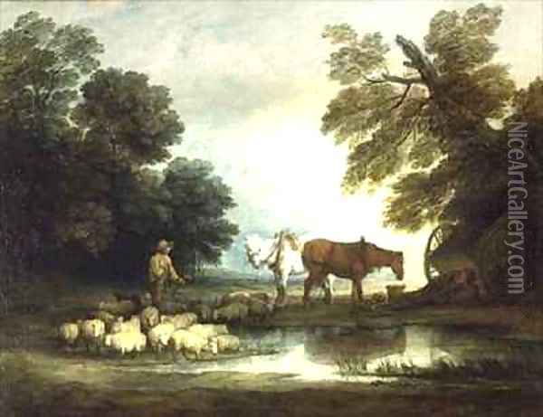 Shepherd by a Stream Oil Painting - Thomas Gainsborough