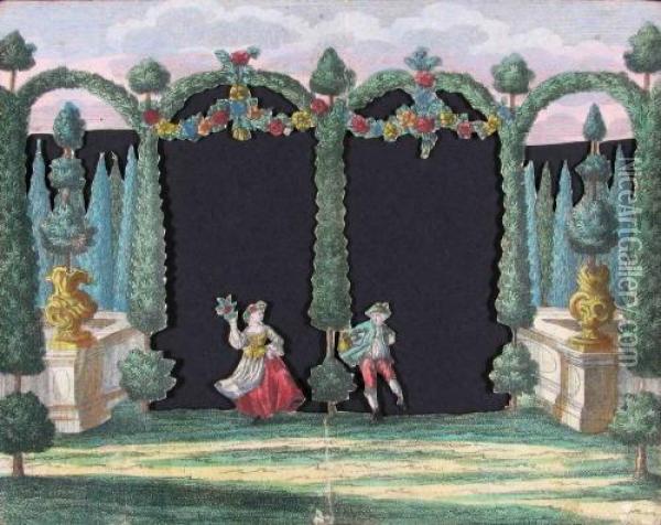Praesentation Eines Schonen Garten Tanzfestes (mit Tanzern Oil Painting - Martin Engelbrecht
