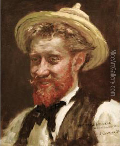 Portrait D'homme Au Chapeau Oil Painting - Fernand-Anne Piestre Cormon
