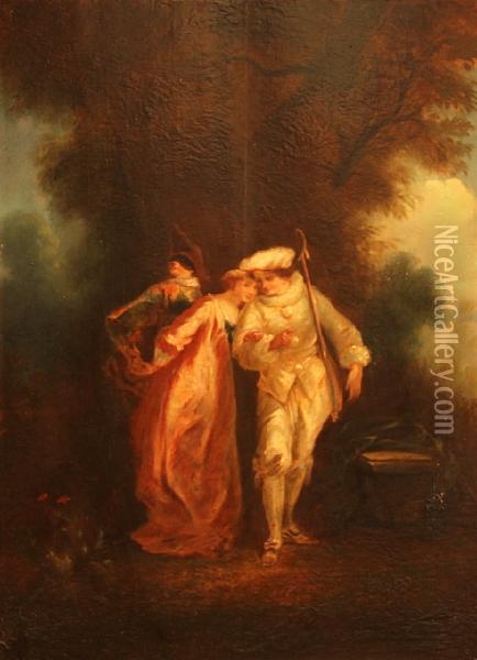 Lovers In A Garden Oil Painting - Watteau, Jean Antoine