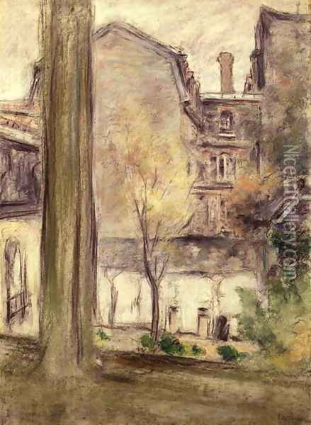View of the Courtyard, c.1900 Oil Painting - Jean-Edouard Vuillard