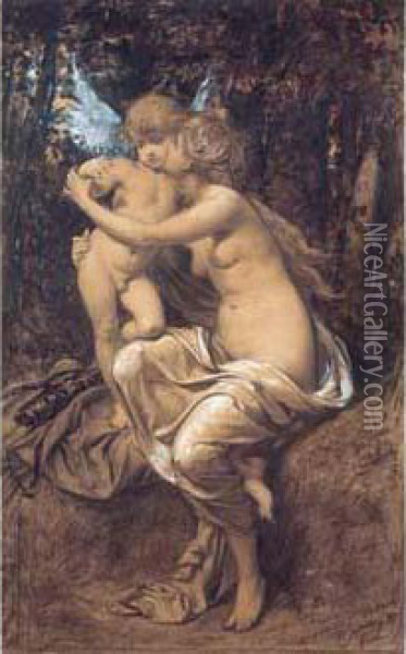 Eros Et Venus Oil Painting - Hippolyte Dominique Berteaux