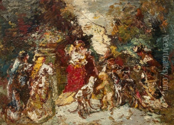 Scene Galante Oil Painting - Adolphe Monticelli