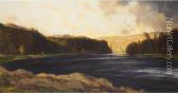 A Perthshire River Oil Painting - David Young Cameron