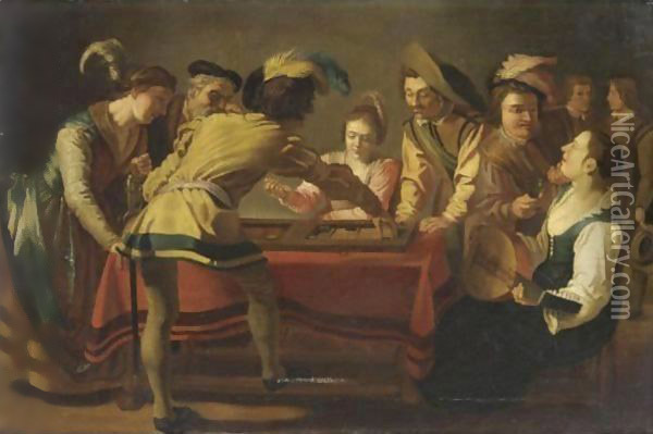 Giocatori Di Backgammon Oil Painting - Gerrit Van Honthorst