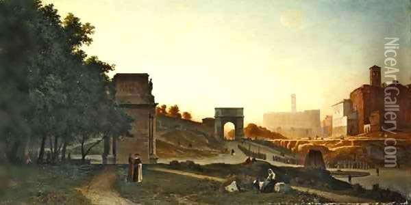 The Forum at sunset Oil Painting - Auguste-Paul-Charles Anastasi