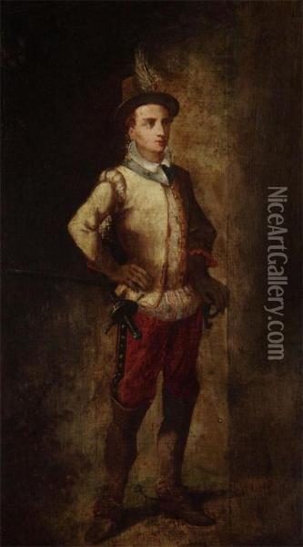 Spanish Nobleman With Sword Oil Painting - J. Devellie