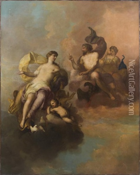 Jupiter Entre Junon Et Venus Oil Painting - Gerard Hoet the Elder