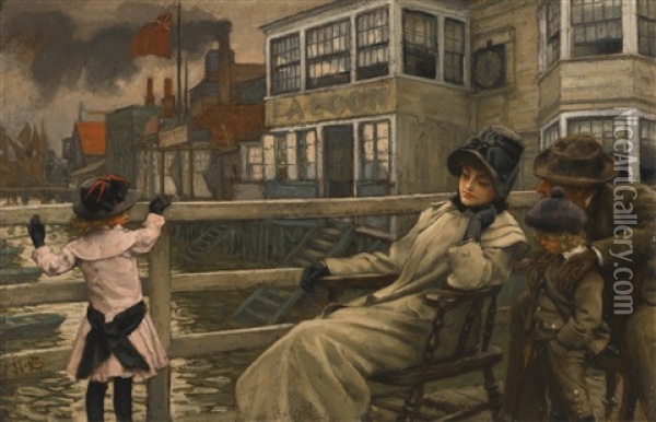 Waiting For The Ferry Oil Painting - James Jacques Joseph Tissot