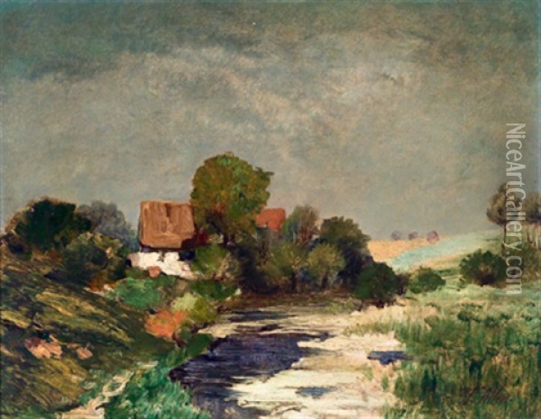Bauernhaus Am Bachufer Oil Painting - Thomas Allen Jr.