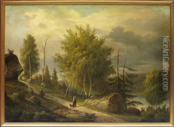 Mote Pa Landsvag Oil Painting - Ernfried Wahlqvist