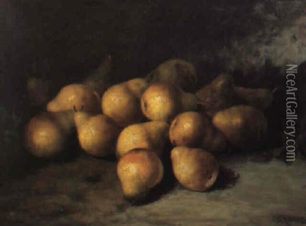 Still Life With Pears Oil Painting - Carducius Plantagenet Ream