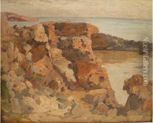 Calanques Oil Painting - Eugene Francois Deshayes