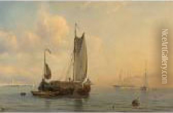 Shipping Off The Coast Oil Painting - Petrus Paulus Schiedges