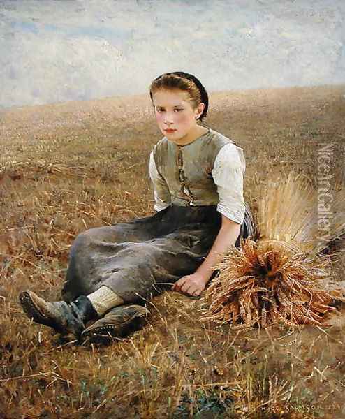 The Little Gleaner, 1884 Oil Painting - Hugo Federick Salmson