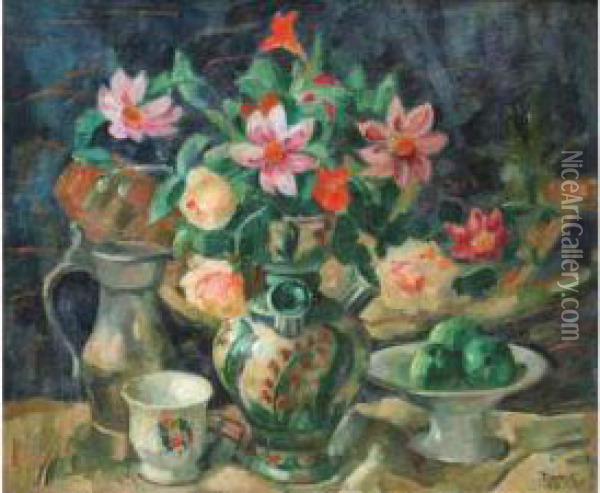 Bouquet De Fleurs Oil Painting - Eugene Tirvert