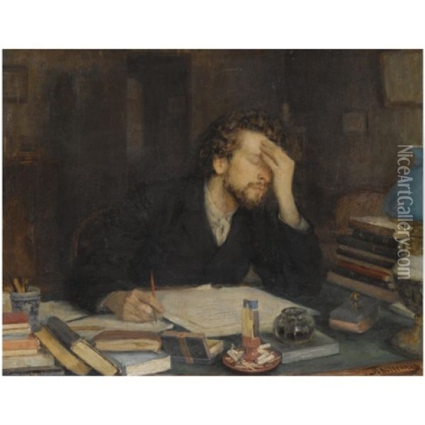 The Pains Of Composition Oil Painting - Leonid Osipovich Pasternak