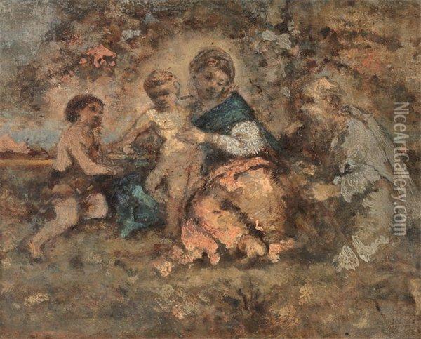 Sainte Famille Oil Painting - Narcisse-Virgile D Az De La Pena