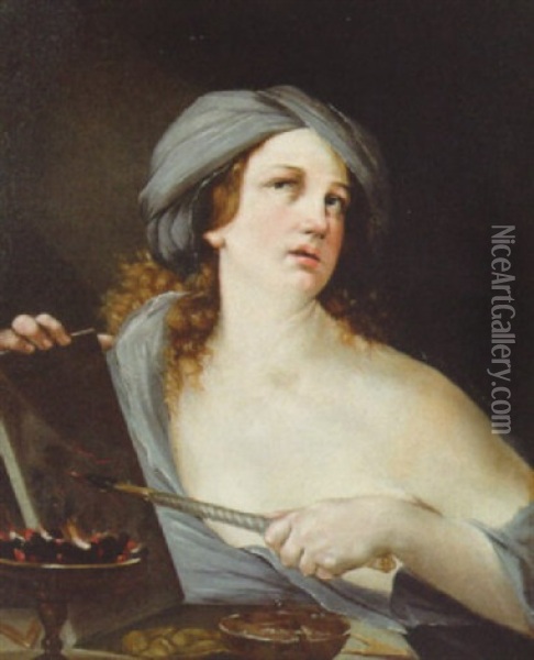 A Sibyl Oil Painting - Elisabetta Sirani
