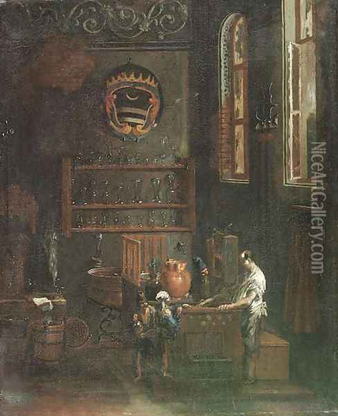 Beggar children at a pharmacist Oil Painting - Alessandro Magnasco