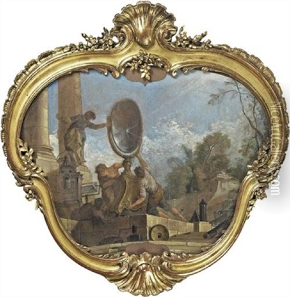 L'optique (+ L'astronomie; Pair) Oil Painting - Jacques de Lajoue