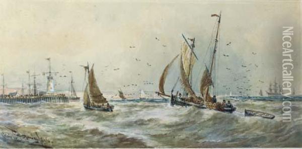 Calais Pier Oil Painting - Thomas Bush Hardy