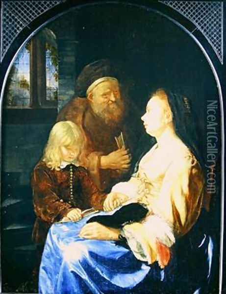 The Childs Lesson Oil Painting - Frans van Mieris
