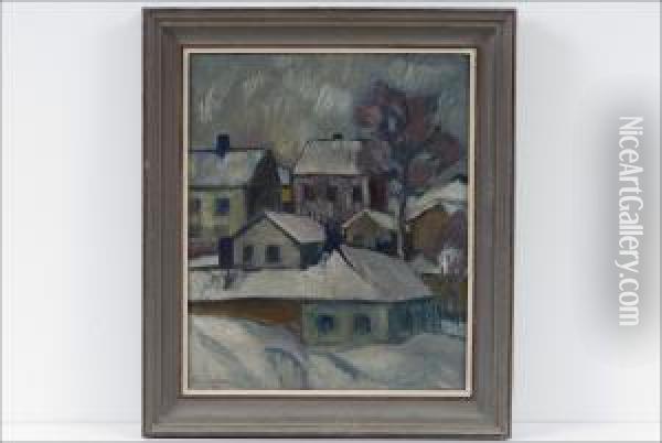 Talvinenkaupunki - Stad I Vinterskrud Oil Painting - Anton Lindforss