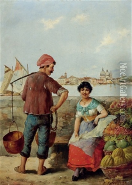 Venezianische Obstverkauferin Oil Painting - Carl Ostersetzer