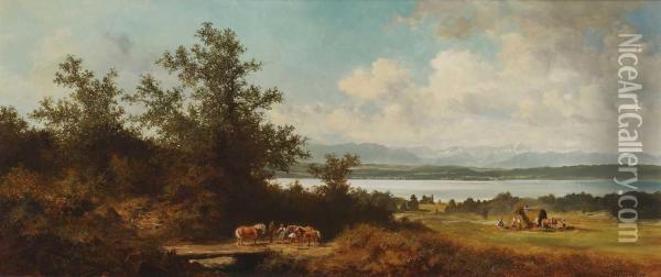 Blick Auf Den Starnberger See Oil Painting - Andreas Mitterfellner