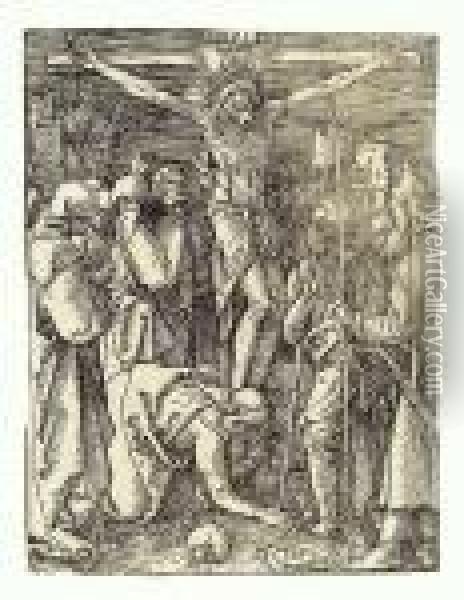 Crucifixion Of Christ. Woodcut, Ca. 1509 Oil Painting - Albrecht Durer