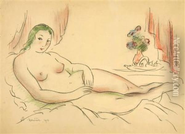 Nude Girl Oil Painting - Oldoich Konieek