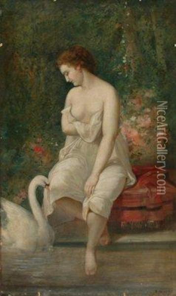 Venus En El Bano. Oil Painting - Ramon Marti Y Alsina