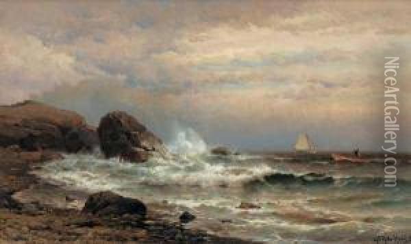''gray Day At Marblehead'' Oil Painting - Mauritz F. H. de Haas