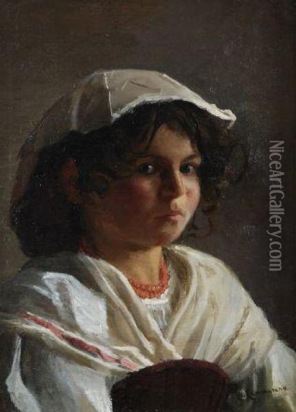 Ritratto Di Bambina Oil Painting - Michele Cammarano