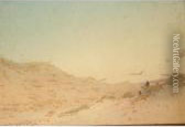 Evening In The Valley Of The Kings - Luxor Oil Painting - Augustus Osborne Lamplough